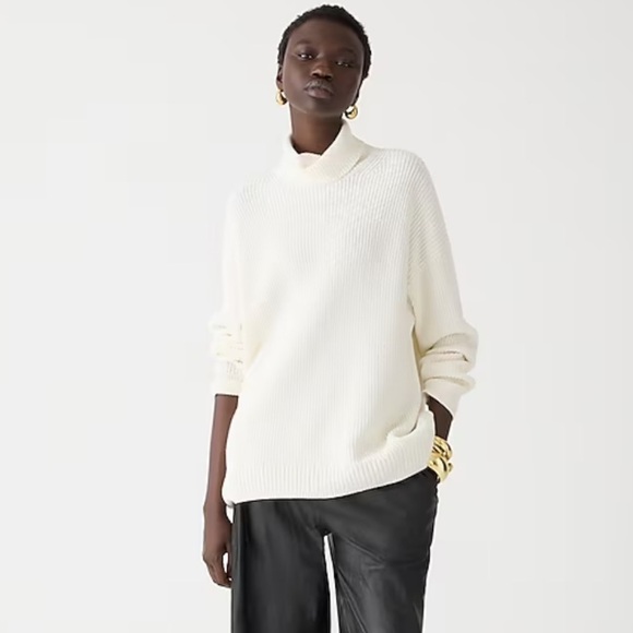 J crew Cotton-blend ribbed turtleneck sweater ivory - Picture 2 of 4